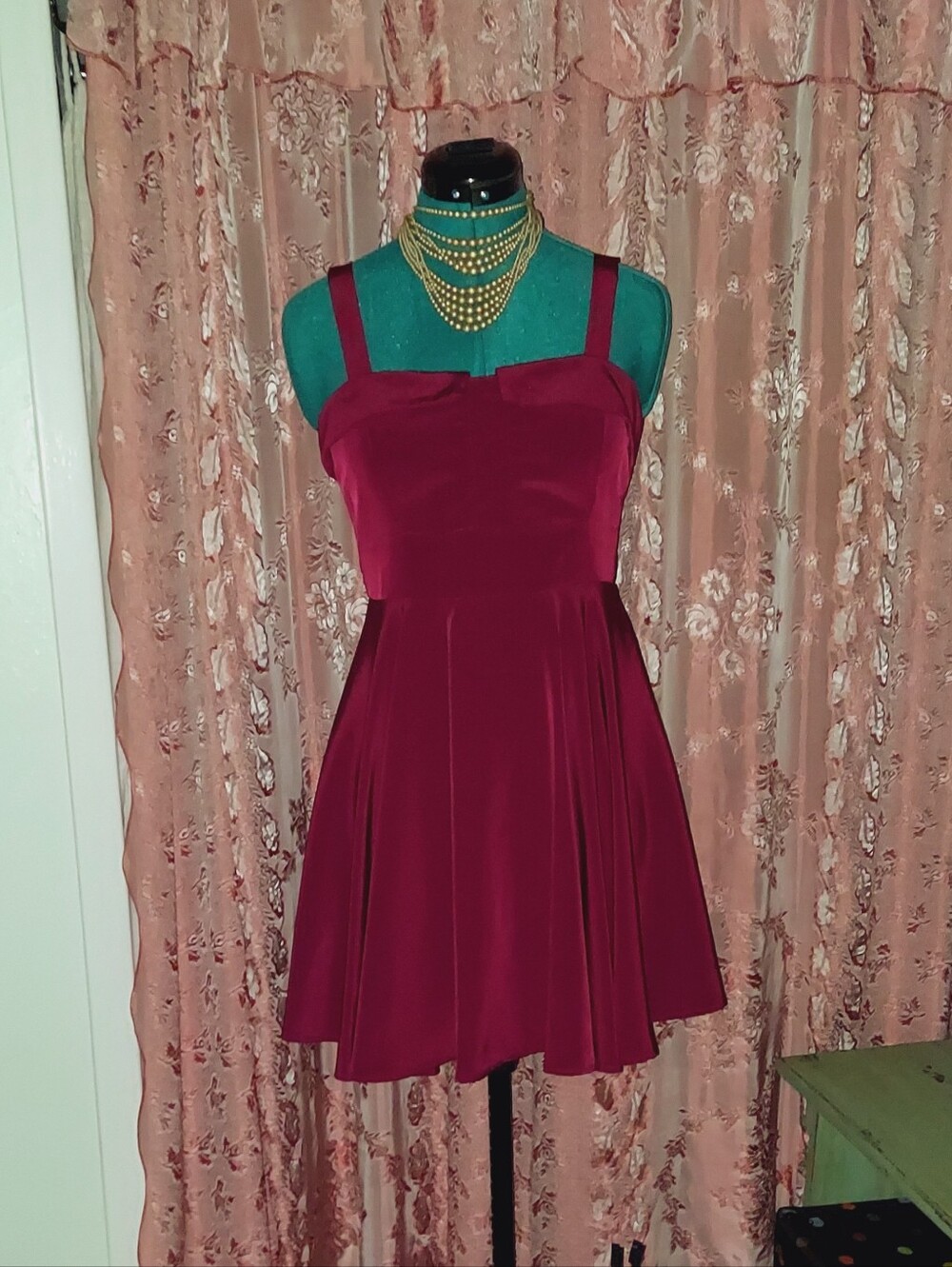 Ixia Poshmark Retro Style Fit n Flare Burgandy-Magenta Dress